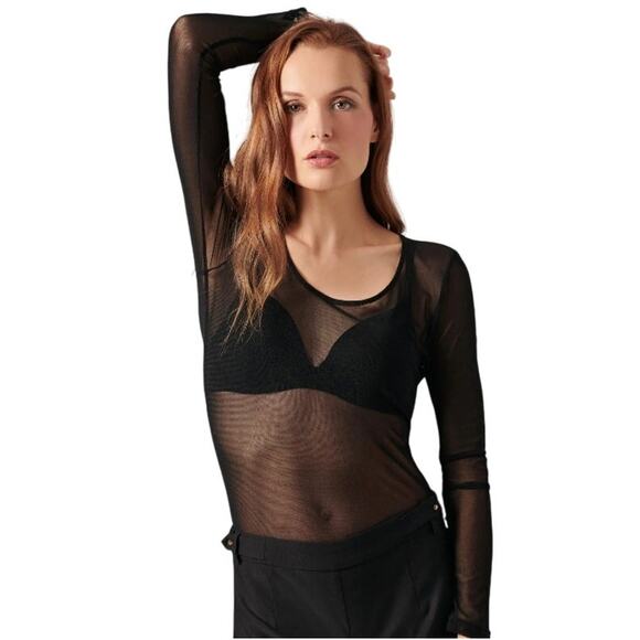 Fuzzi Black Mesh Top | Size M - Picture 4 of 6